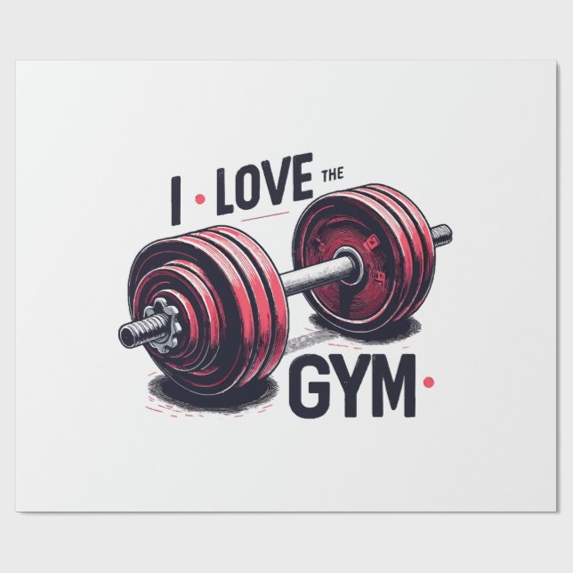 Papel De Regalo Me encanta el gimnasio (Superficie plana)