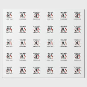 Papel De Regalo Me Encanta el Perro Border Collie Corazones_1