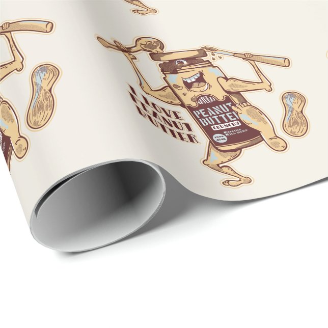 PAPEL DE REGALO ME ENCANTA LA MANTEQUILLA DE PEANUT (Esquina del rollo)