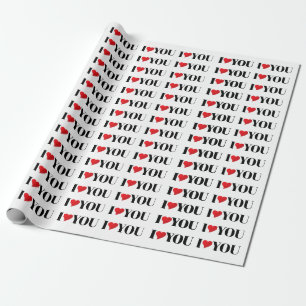 Papel De Regalo Me encanta la tipografía moderna del corazón rojo