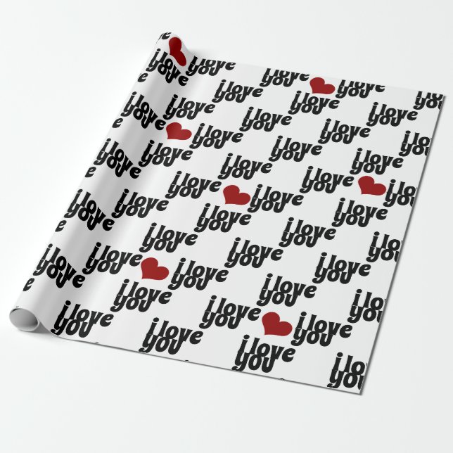 Papel De Regalo me encanta tu atrevido corazón rojo valentina (Desenrollado)