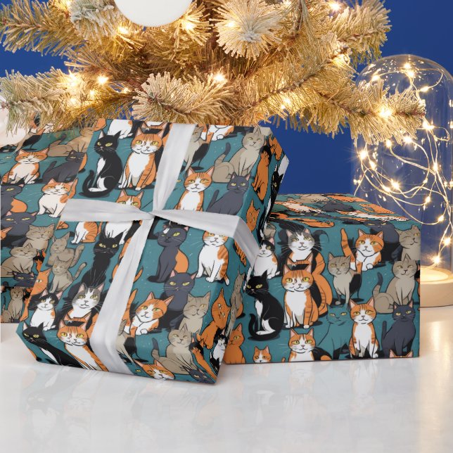 Papel De Regalo Me Encantan Absolutamente Los Gatos (Vacaciones)