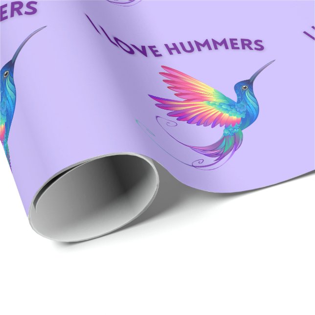 Papel De Regalo Me encantan los hummers exóticos colibríes volando (Esquina del rollo)