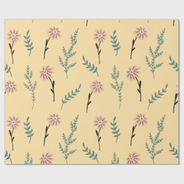 Papel De Regalo Meadow Blooms: Minimalist Botanical Pattern