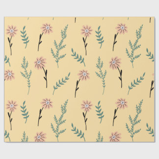 Papel De Regalo Meadow Blooms: Minimalist Botanical Pattern