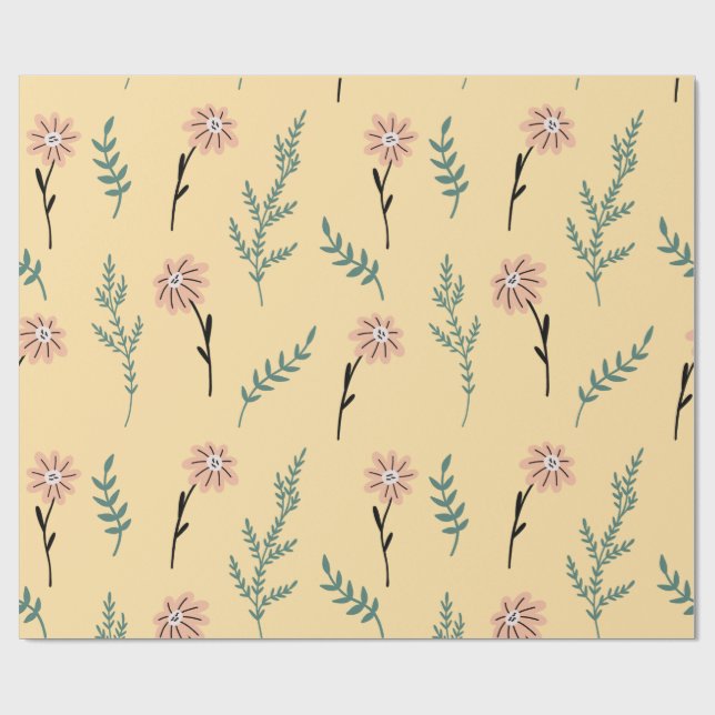 Papel De Regalo Meadow Blooms: Minimalist Botanical Pattern (Superficie plana)