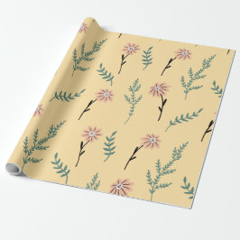 Papel De Regalo Meadow Blooms: Minimalist Botanical Pattern
