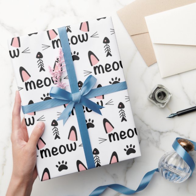 Papel De Regalo Meau Cat Oars and Pawprints (Regalar)
