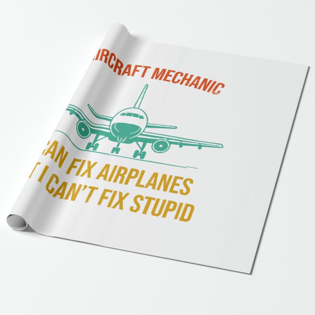 Papel De Regalo Mecánico de avión puedo arreglar aviones pero no p (Desenrollado)