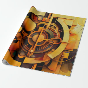 Papel De Regalo Mecanismo Dorado Abstracto Steampunk