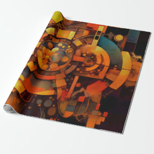 Papel De Regalo Mecanismo Solar Steampunk Abstracto