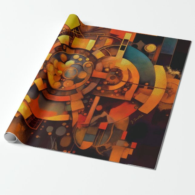Papel De Regalo Mecanismo Solar Steampunk Abstracto (Desenrollado)