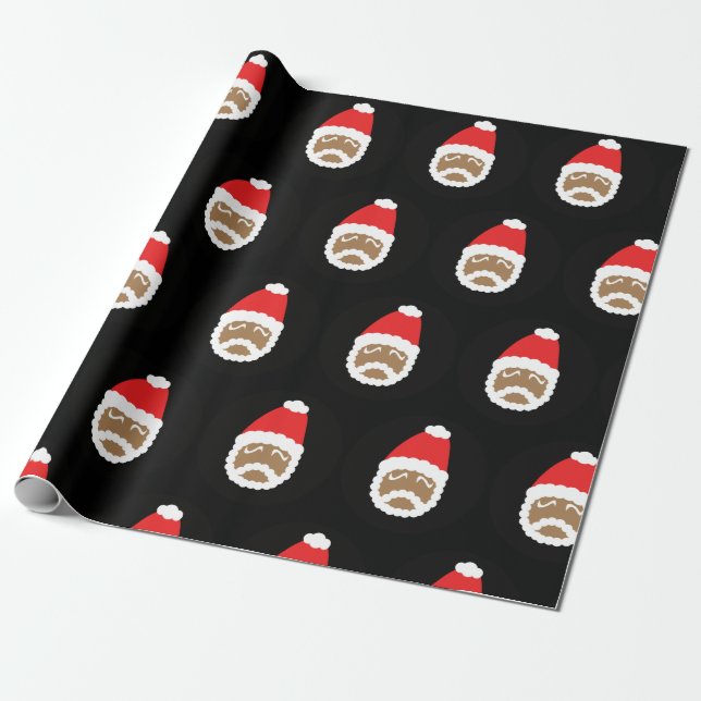 Papel De Regalo MED étnico de Santa (negro) (Desenrollado)
