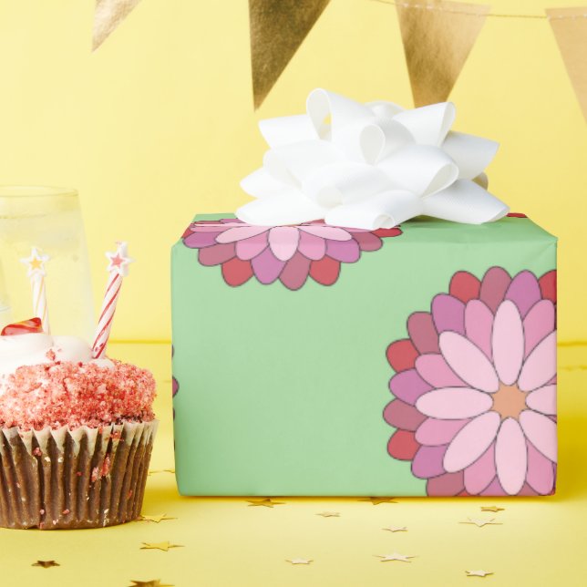 Papel De Regalo Medallero asiático verde rosa pastel (Fiesta de cumpleaños )