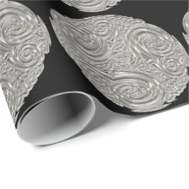 Papel De Regalo Medallón negro de plata de arte elegante