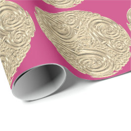 Papel De Regalo Medallón rosa de fuschia de oro elegante Art Nouve
