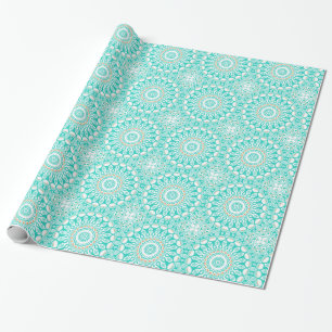 Papel De Regalo Medallón Turquesa Azul Océano