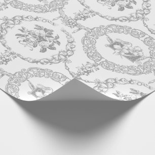 Papel De Regalo Medallones y cisjetas florales elegantes con graba