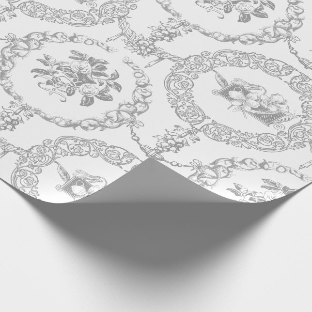 Papel De Regalo Medallones y cisjetas florales elegantes con graba (Esquina)