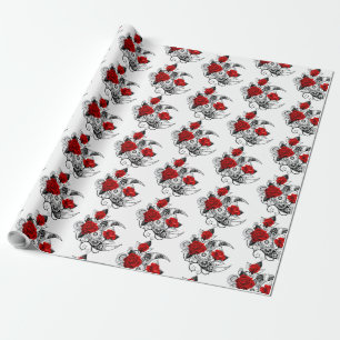 Papel De Regalo Media luna mecánica con rosas rojas