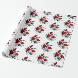 Papel De Regalo Media luna mecánica con rosas rojas