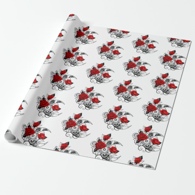 Papel De Regalo Media luna mecánica con rosas rojas (Desenrollado)