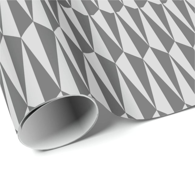 Papel De Regalo Mediados de siglo geométricos, sombras del gris (Esquina del rollo)