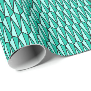 Papel De Regalo Mediados de siglo geométricos, trullo y aguamarin
