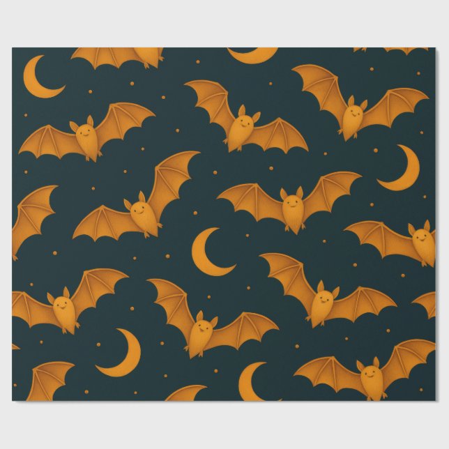 Papel De Regalo Medianoche Moon Bats (Superficie plana)