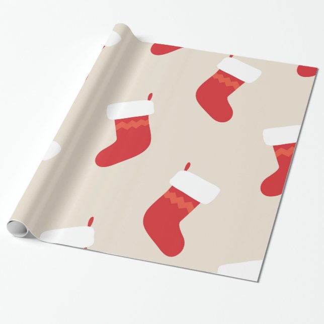 Papel De Regalo Medias de Navidad Santa Rústico Fiesta (Desenrollado)
