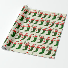 Papel De Regalo Medias de Navidad Tesoros Retro