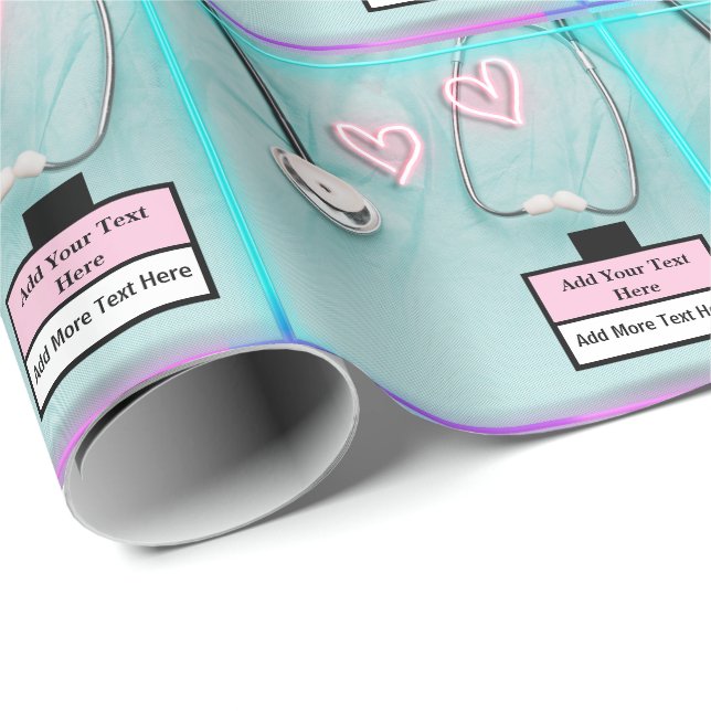 Papel De Regalo Médica De Enfermería Moderno Stethoscope Y Uniform (Esquina del rollo)