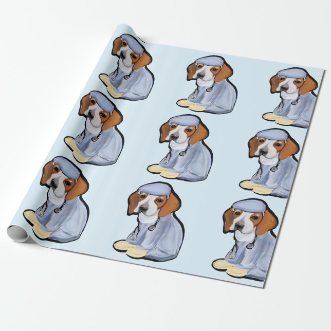 PAPEL DE REGALO MÉDICO BEAGLE (Desenrollado)