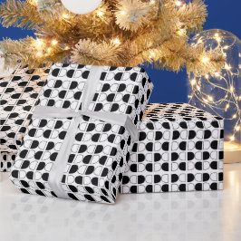 Papel De Regalo Medio Círculo Geométrico Negro y Blanco