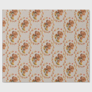Papel De Regalo Mediterranean floral wreath pattern warm orange le