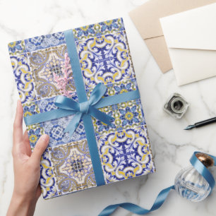 Papel De Regalo Mediterráneo Italia Azulejos Despedida de Soltera