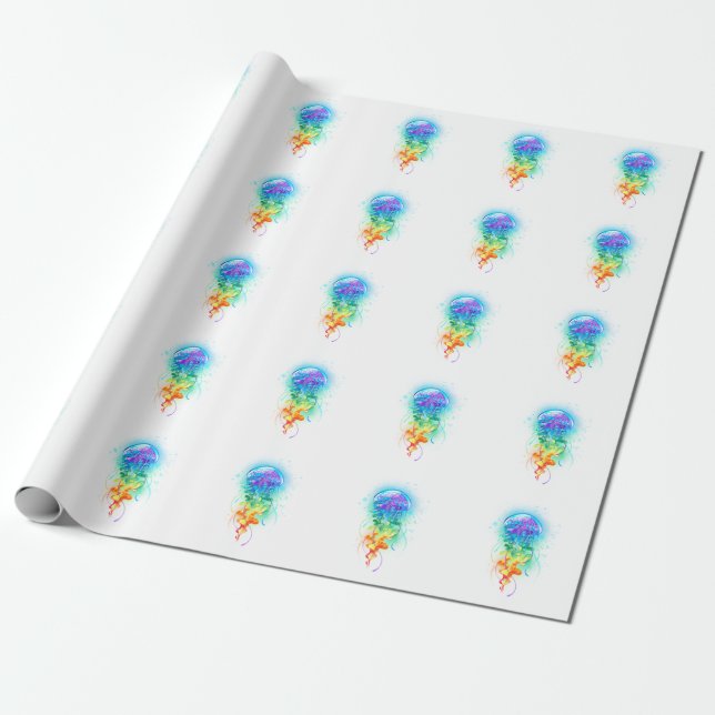 Papel De Regalo Medusa arcoíris (Desenrollado)