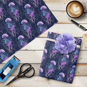 Papel De Regalo Medusa Etérea Violeta Azul