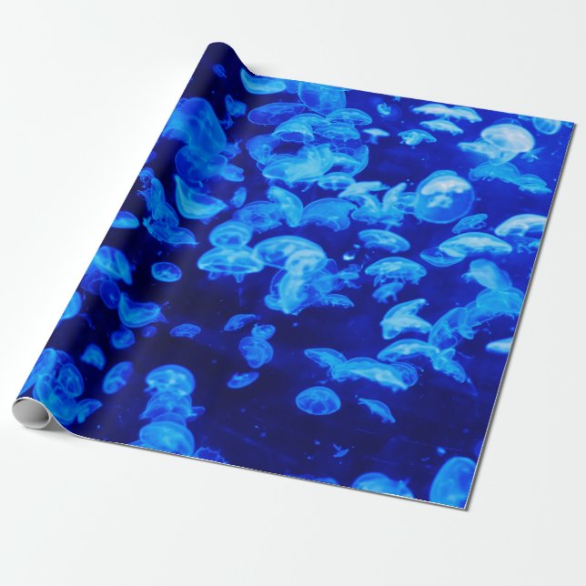 Papel De Regalo Medusas azules hermosas (Desenrollado)
