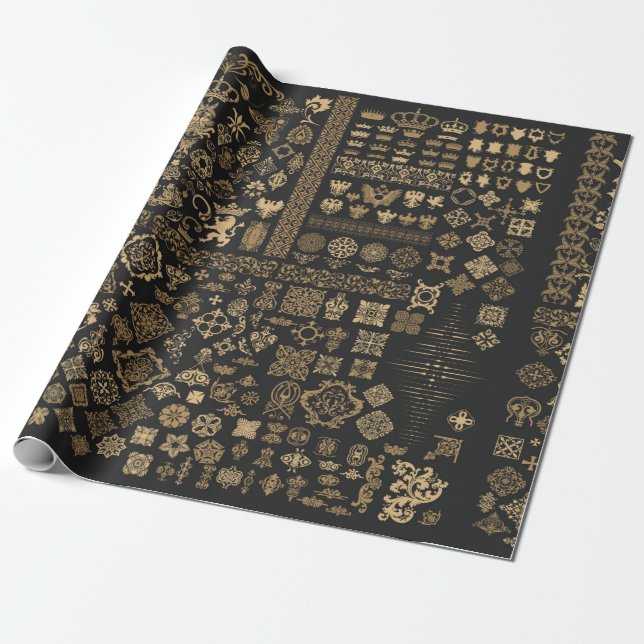 Papel De Regalo Mega conjunto de elementos barrocos (Desenrollado)