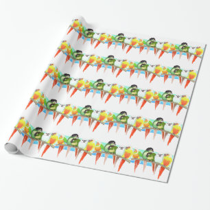 Papel De Regalo Mejilla verde Conures