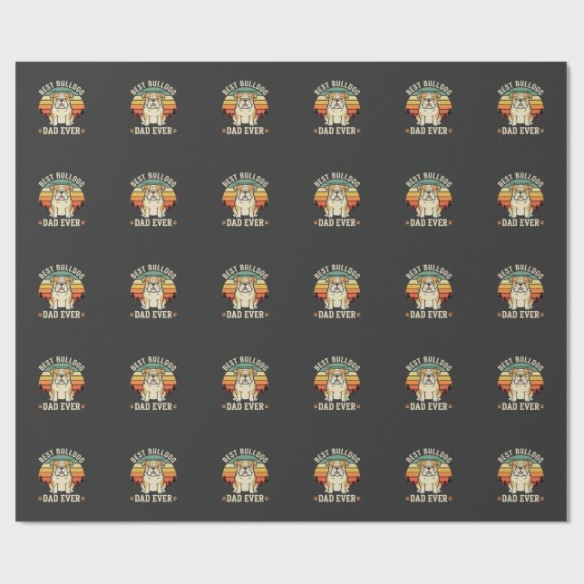 Papel De Regalo Mejor papá Bulldog Retro Vector (Superficie plana)