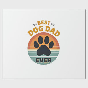 Papel De Regalo Mejor papá de perro vintage retro pata puesta del