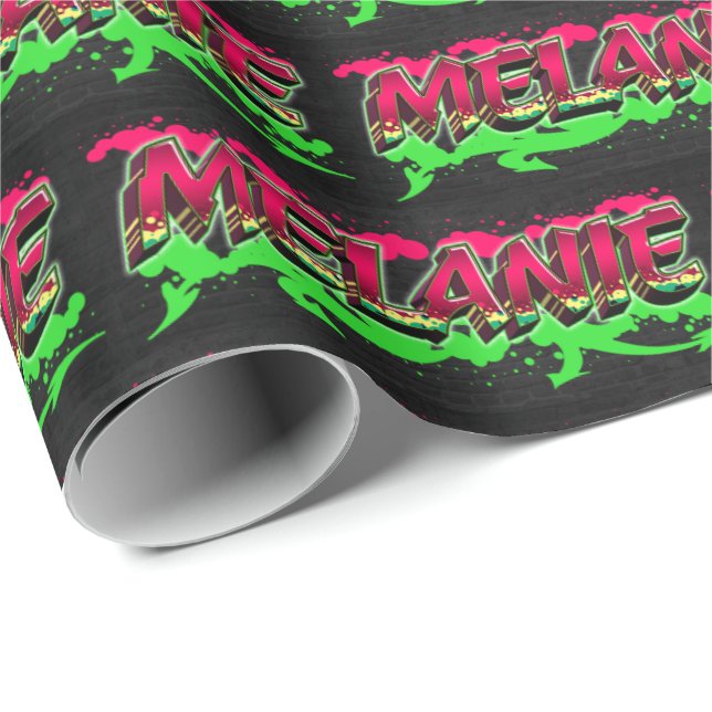Papel De Regalo Melanie Vorname Name Graffiti red green (Esquina del rollo)