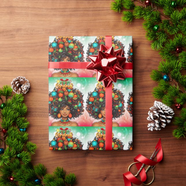 Papel De Regalo Melanin Navidades Reina negra Melanin Mujer Navida (Regalo de vacaciones)