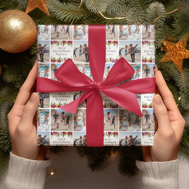 Papel De Regalo Mele Kalikimaka Foto Floral Tropical (Subido por el creador)