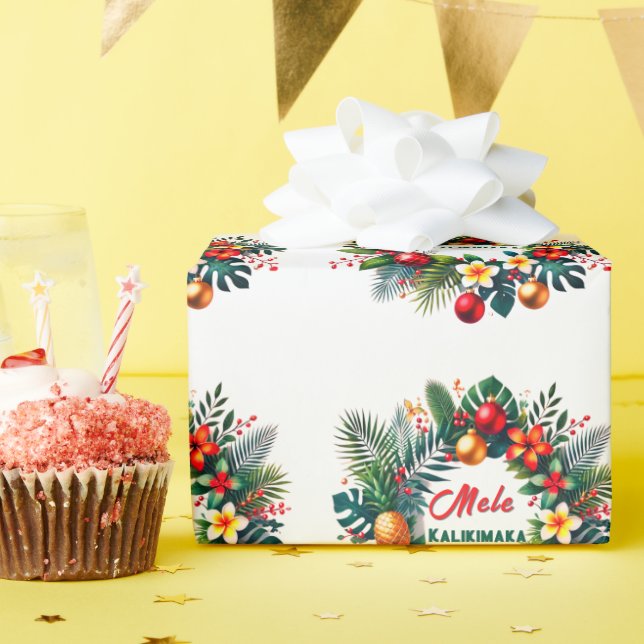 Papel De Regalo Mele Kalikimaka - Navidad Tropical (Fiesta de cumpleaños )