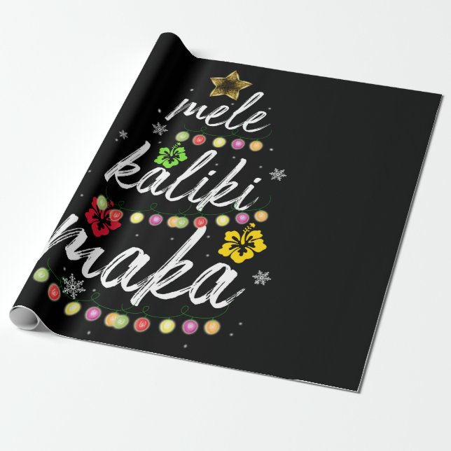 Papel De Regalo Mele kalikimaka Navidades de ropa hawaiana (Desenrollado)