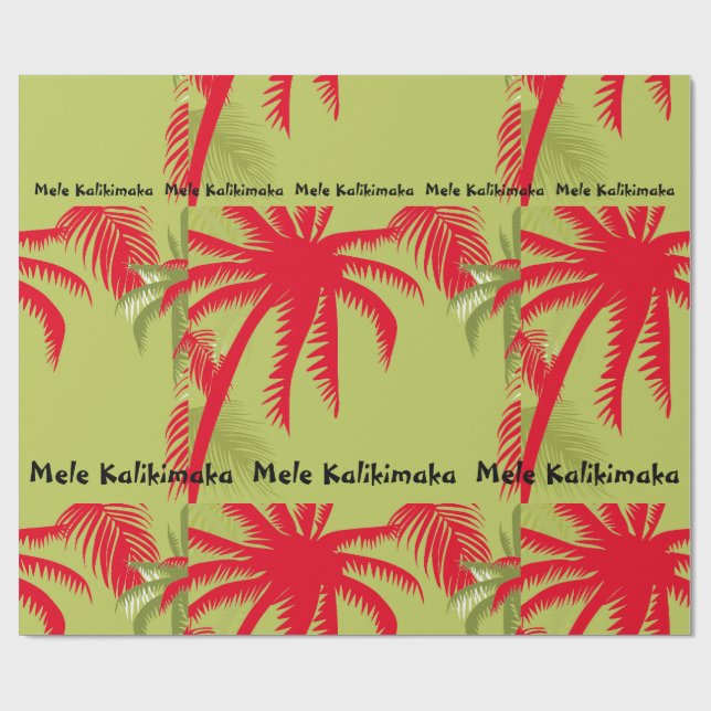 Papel De Regalo Mele Kalikimaka Palm Tree (Superficie plana)