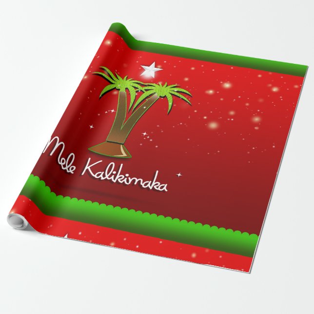 Papel De Regalo Mele Kalikimaka Palm Tree para Navidad (Desenrollado)